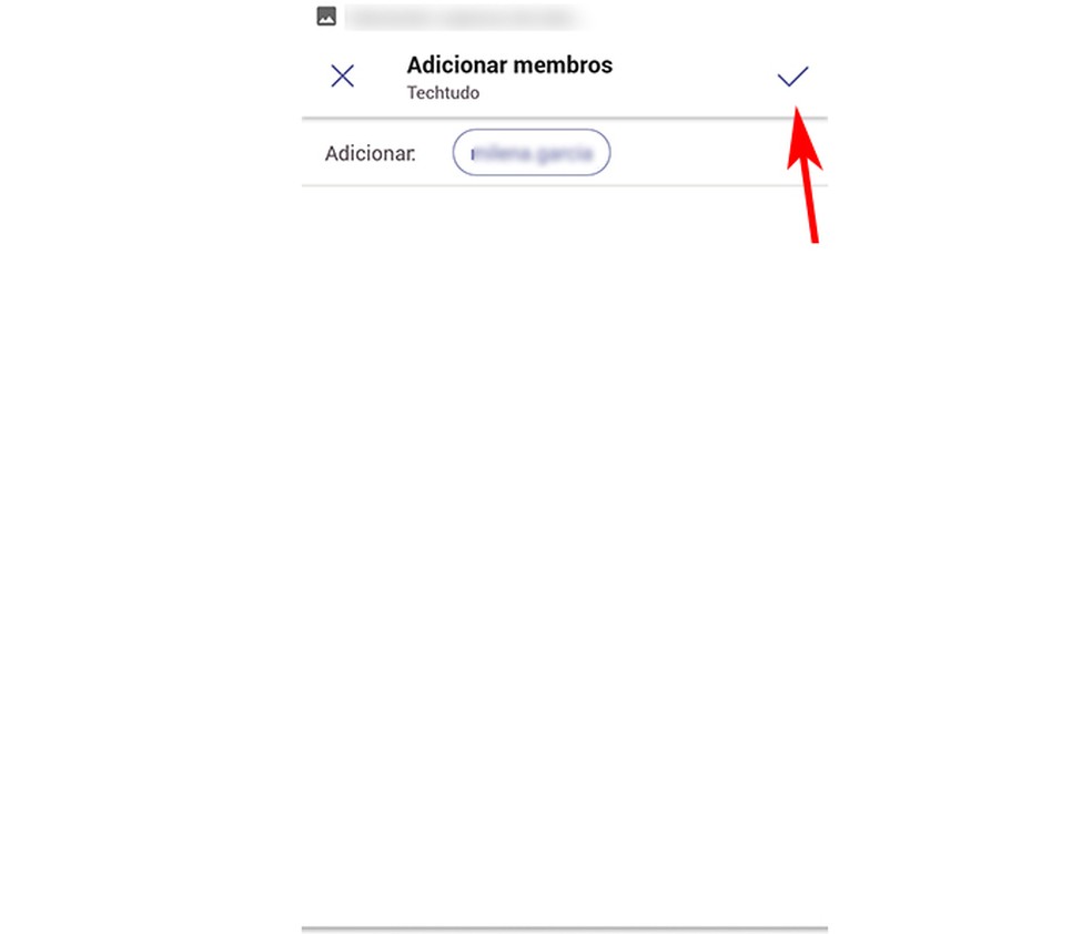 Toque no ícone indicado para confirmar a adição no Microsoft Teams — Foto: Reprodução/Marcela Franco