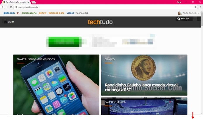 Passe o cursor na parte inferior da tela para exibir novamente a barra de tarefas (Foto: Reprodução/Taysa Coelho) Passe o cursor na parte inferior da tela para exibir novamente a barra de tarefas (Foto: Reprodução/Taysa Coelho)