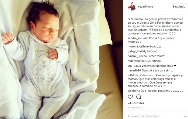 Vicente, filho de Cézar Lima e Carol Zoller (Foto: Reprodução/Instagram)