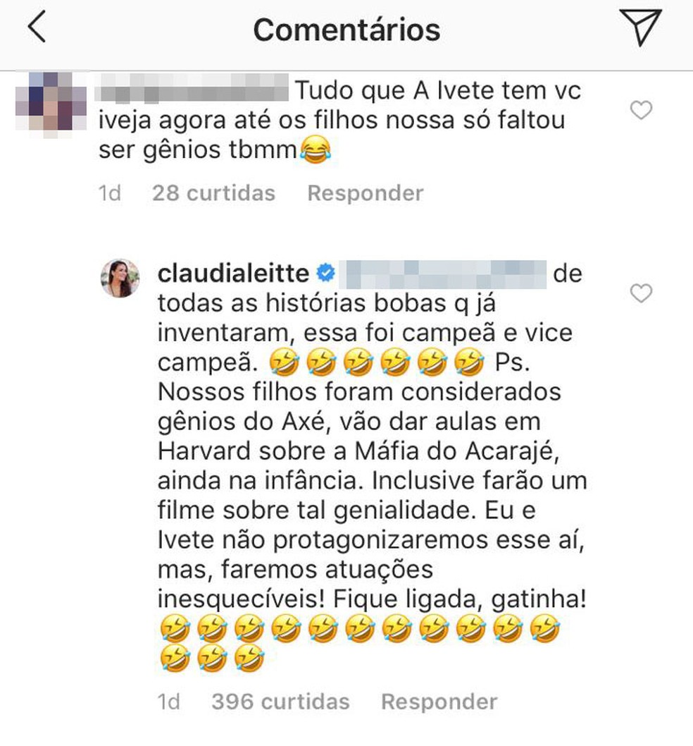 Seguidora insinuou que Claudia 'copiou' Ivete em gravidez e artista respondeu â Foto: ReproduÃ§Ã£o/Instagram