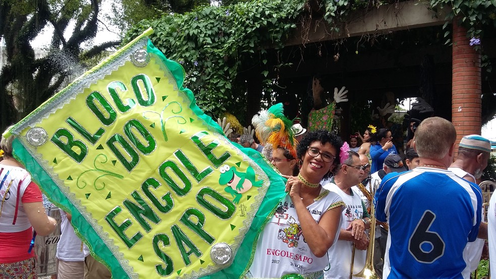 Bloco Engole Sapo foi uma das atrações do carnaval de 2017, em São José dos Campos.  (Foto: Leonardo Medeiros/G1)