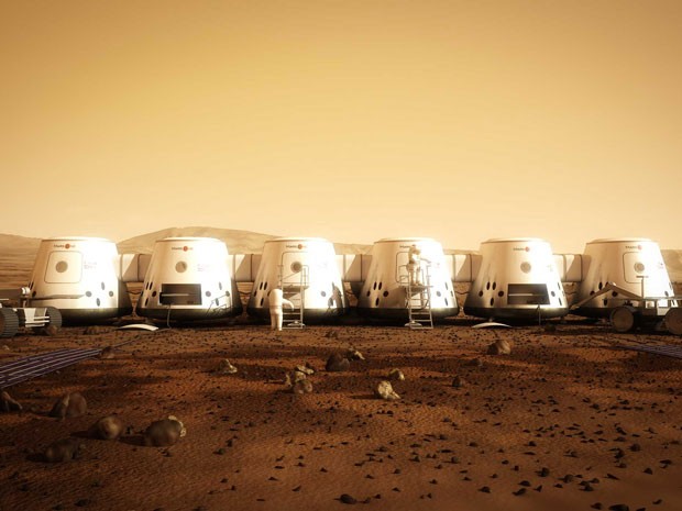 Ilustração mostra como seria o abrigo dos turistas que viajariam até Marte com a Mars One (Foto: AFP)