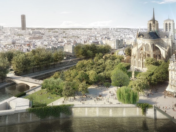 Notre Dame terá novo projeto paisagístico; veja como será (Foto: Divulgação/Bureau Bas Smets)