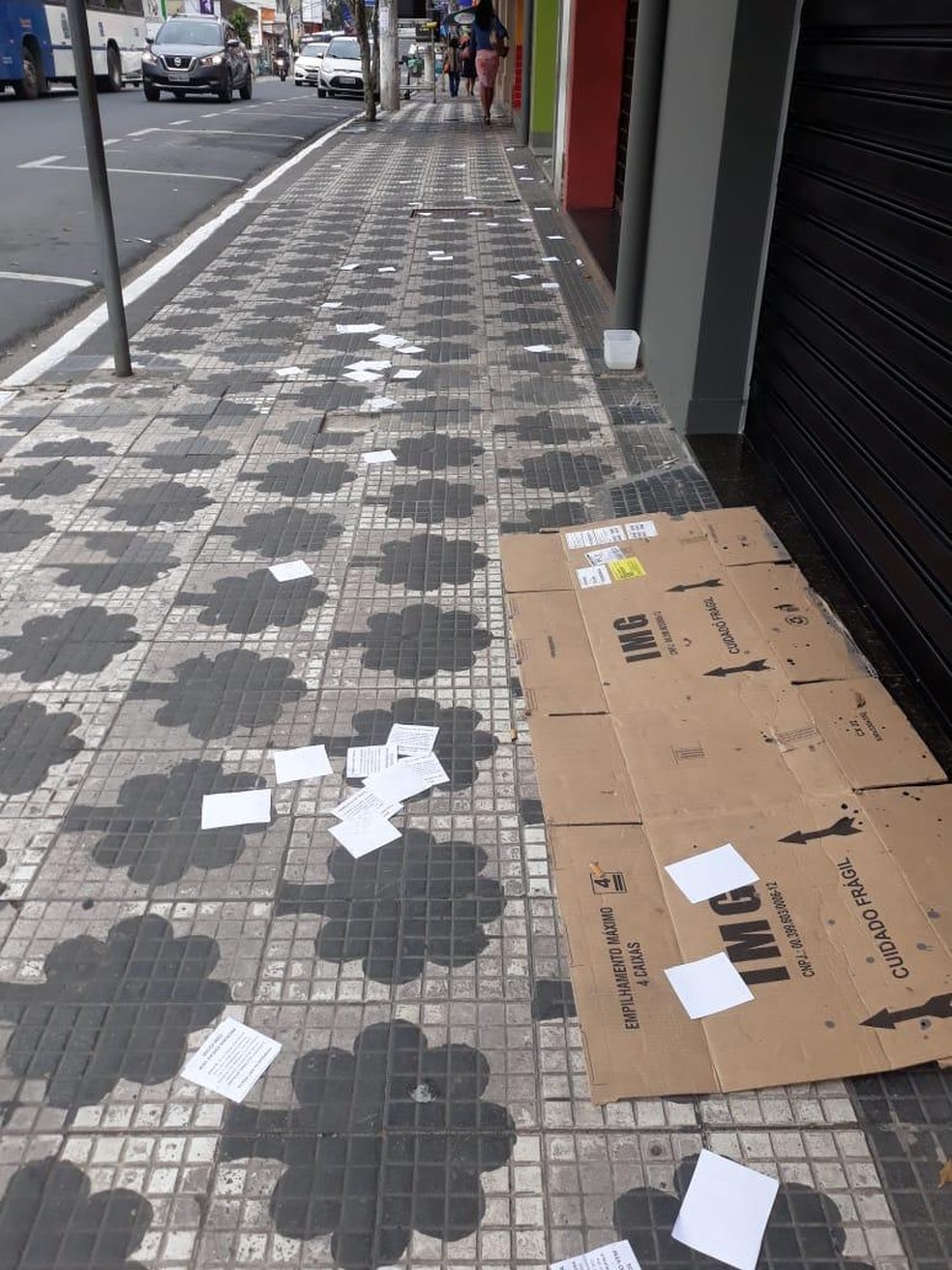 Ruas do Centro de Registro, SP, ficaram repletas de panfletos denunciando traição — Foto: G1 Santos