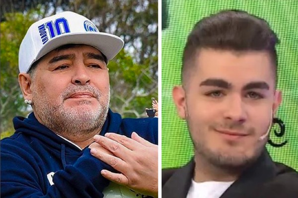 O ex-jogador de futebol Diego Armando Maradona e o jovem que acredita ser seu filho (Foto: Instagram/Reprodução)
