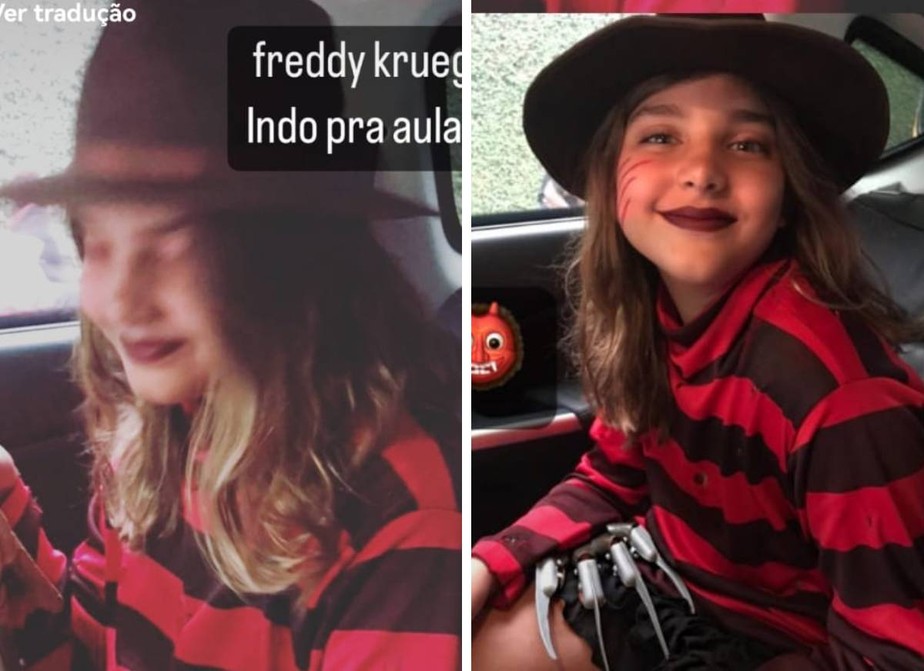 Grazi Massafera mostra a filha fantasiada de Freddy Krueger