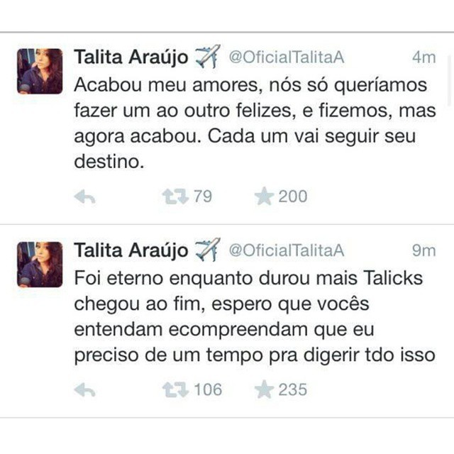 Postagens apagadas de Talita Araújo. (Foto: Reprodução)