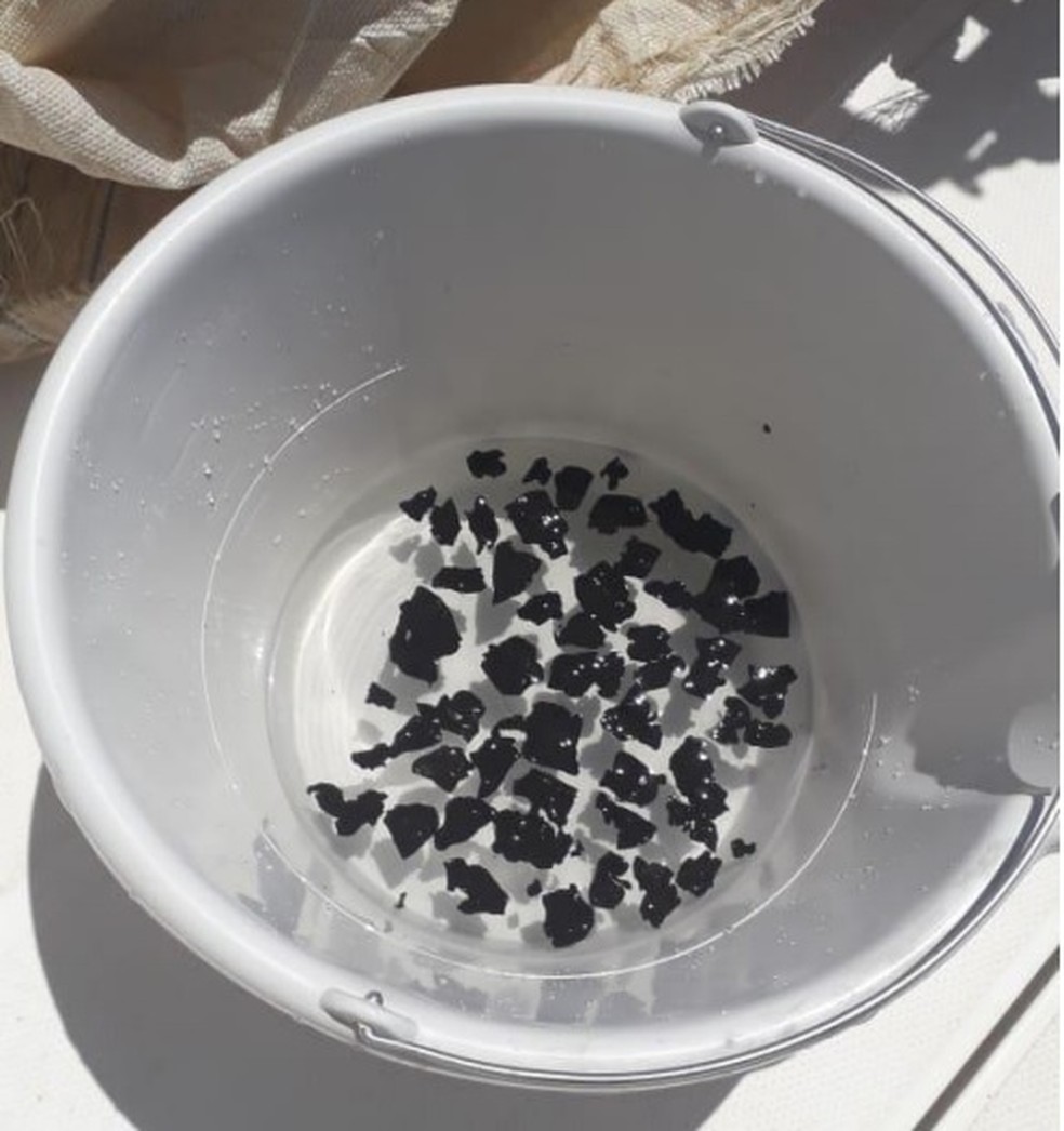 Total dos vestígios recolhidos em área marítima próximo a ponta da Baleia-Caravelas — Foto: Divulgação/Marinha