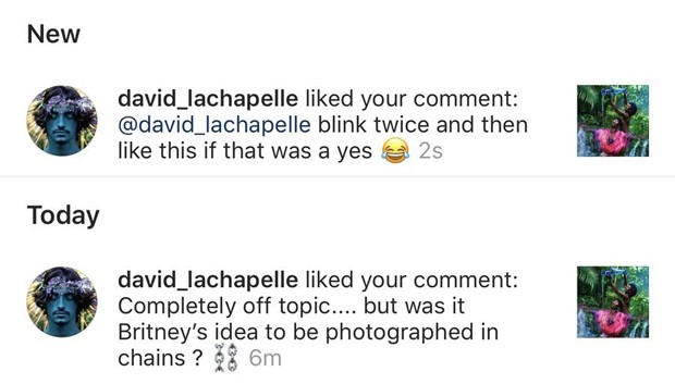 David LaChapelle deixou fãs intrigados com curtida em comentário (Foto: Reprodução / Instagram)