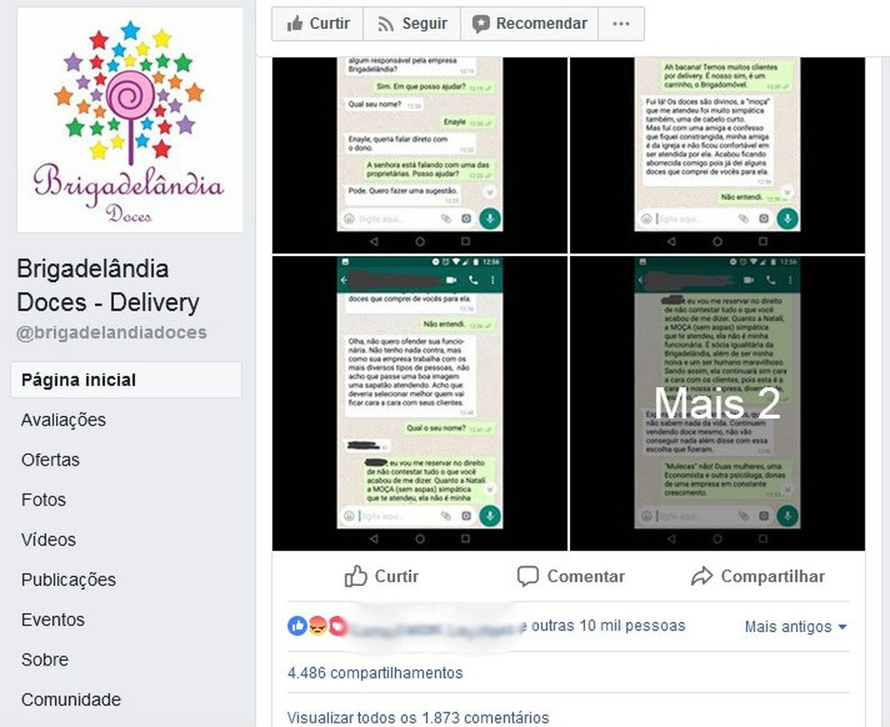 EmpresÃ¡ria divulgou conversa nas redes sociais (Foto: DivulgaÃ§Ã£o/Redes Sociais)