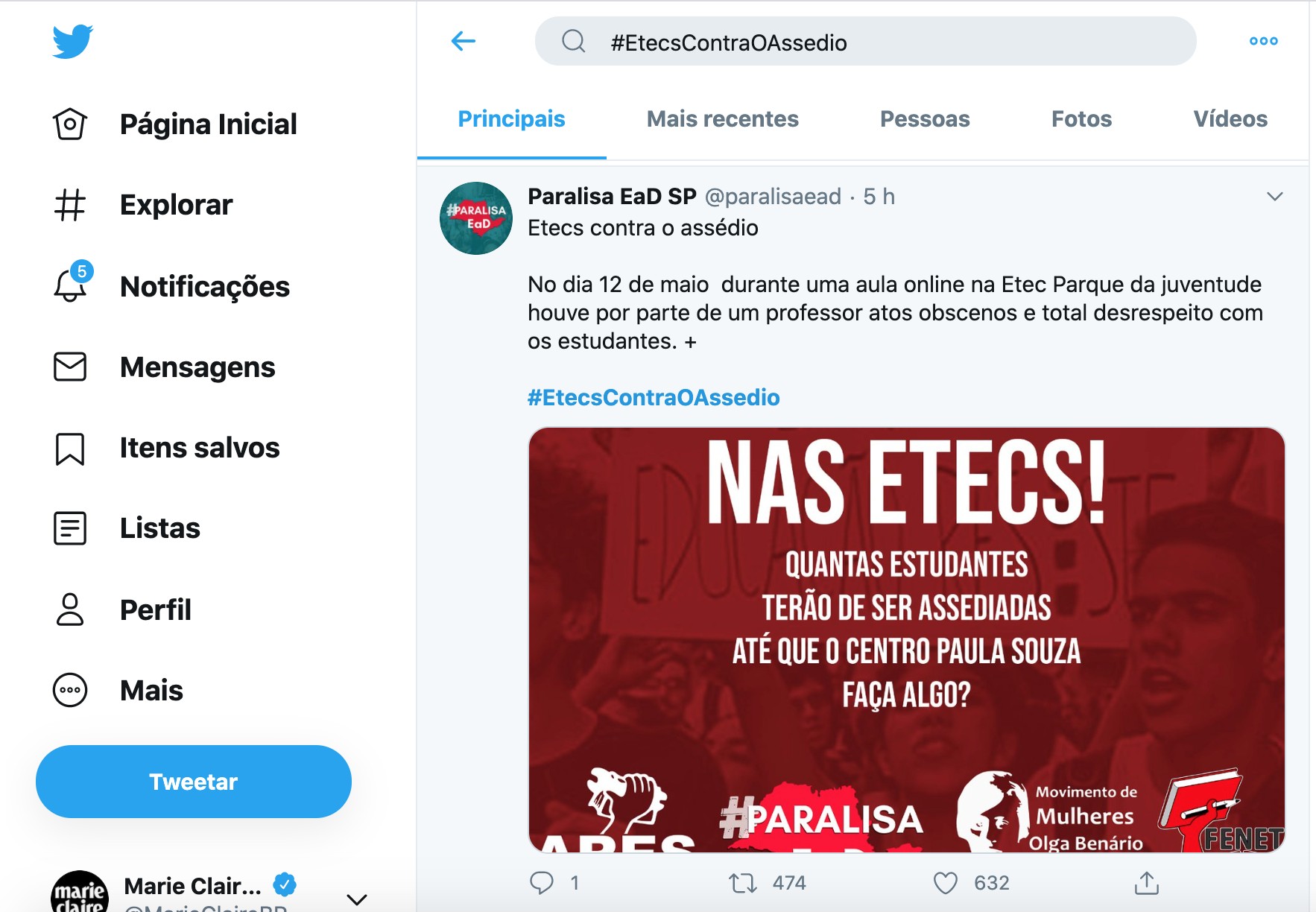 #EtecsContraoAssedio : alunos de escolas técnicas de São Paulo se mobilizam nas redes sociais contra assédio (Foto: reprodução Twitter)