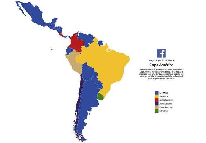 Jogadores mais populares em cada país conforme curtidas no Facebook (Foto: Divulgação/Facebook)