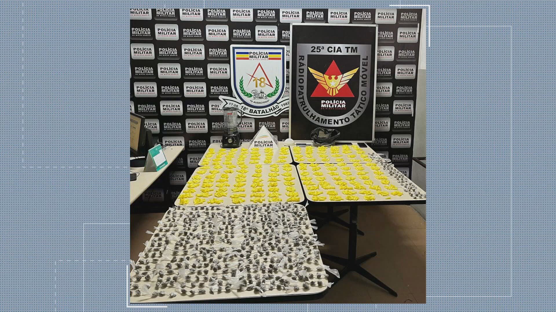 Três homens são presos suspeitos de produzir e vender drogas; PM apreendeu 1,6 mil pinos de cocaína