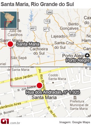 Mapa, boate, Santa Maria, incêndio (Foto: Editoria de Arte/G1)