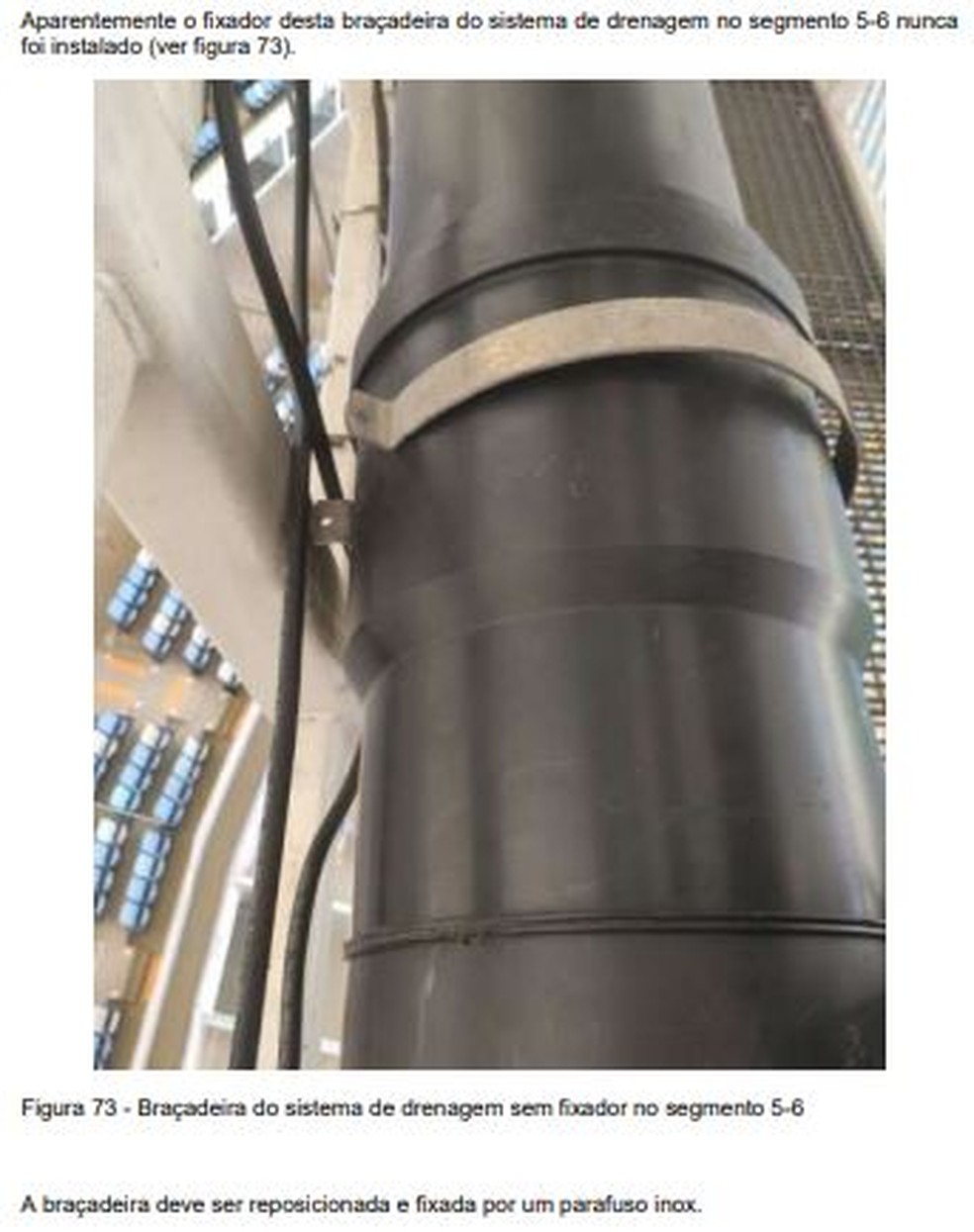 Encaixe com falhas precisam ser corrigidos na estrutura do est&aacute;dio &mdash; Foto: Reprodu&ccedil;&atilde;o