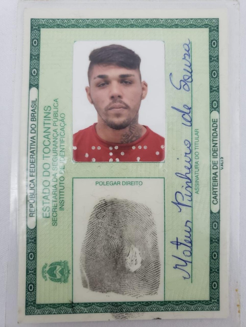 Jovem, morto na região sul do Tocantins, foi identificado como Mateus Pinheiro de Sousa — Foto: Divulgação