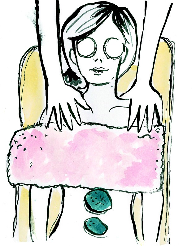 Desenho de mulher na massagem  (Foto: Naíma Saleh)