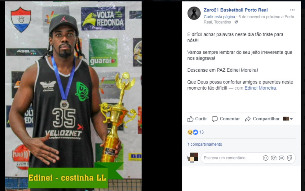 Baiano era jogador de basquete e morava no Rio de Janeiro. Times do RJ publicaram mensagens de pesar, nas redes sociais. (Foto: Reprodução/ Redes Sociais)