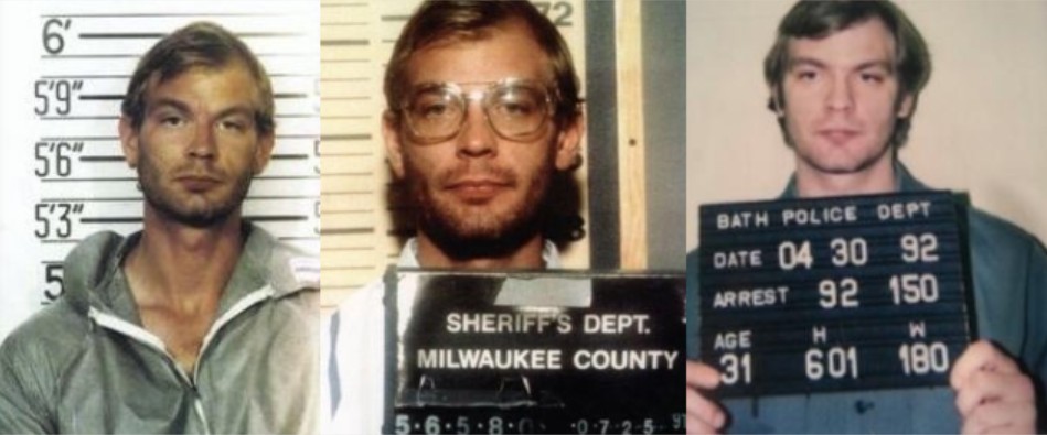 Jeffrey Dahmer em mugshots de 1991 e 1992 (Foto: Departamento de Polícia de Milwaukee/FBI)