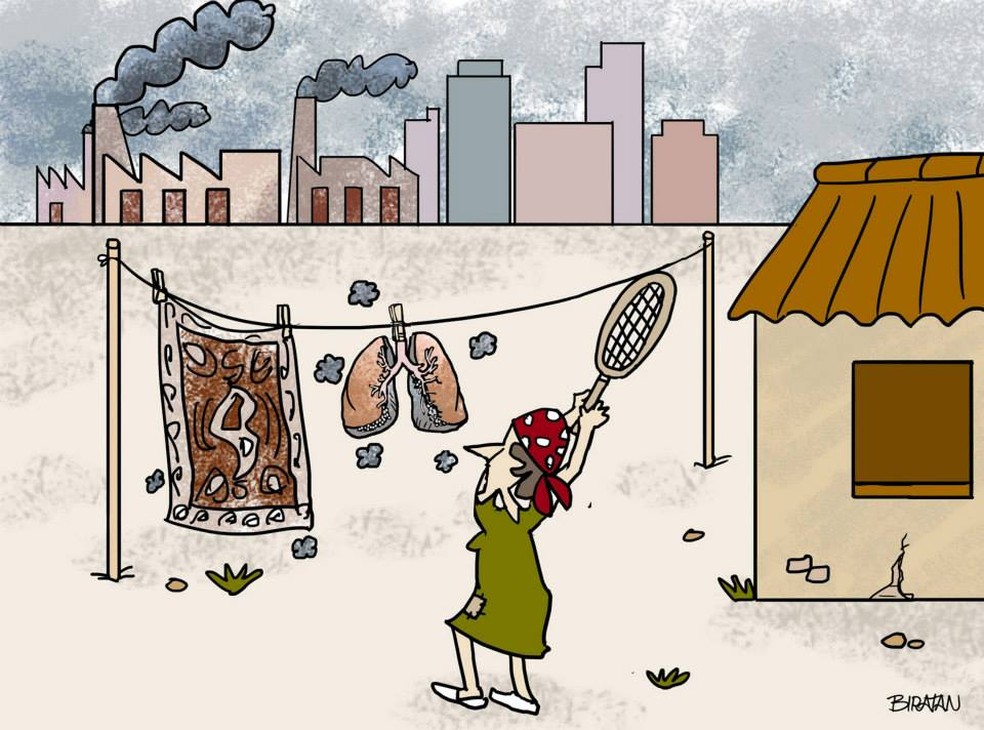 Biratan usava o cartoon para fazer críticas relacionadas a questões ambientais e sociais. — Foto: Biratan Porto