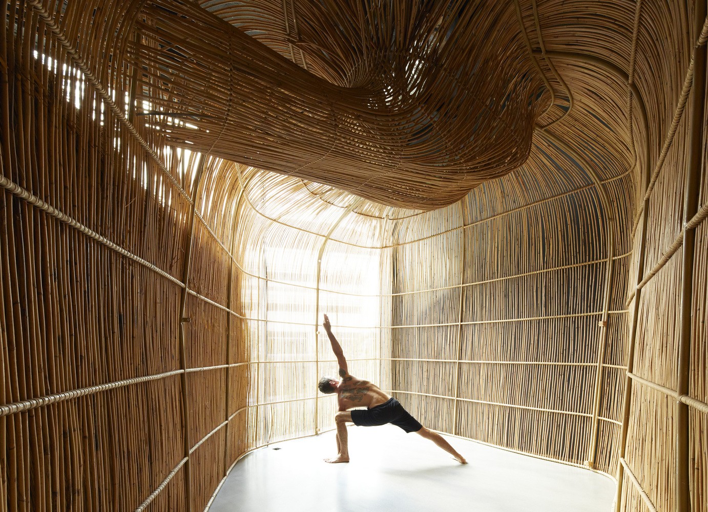 Sede de empresa de yoga é construída com materiais naturais e impressão 3D (Foto: Edmund Sumner)