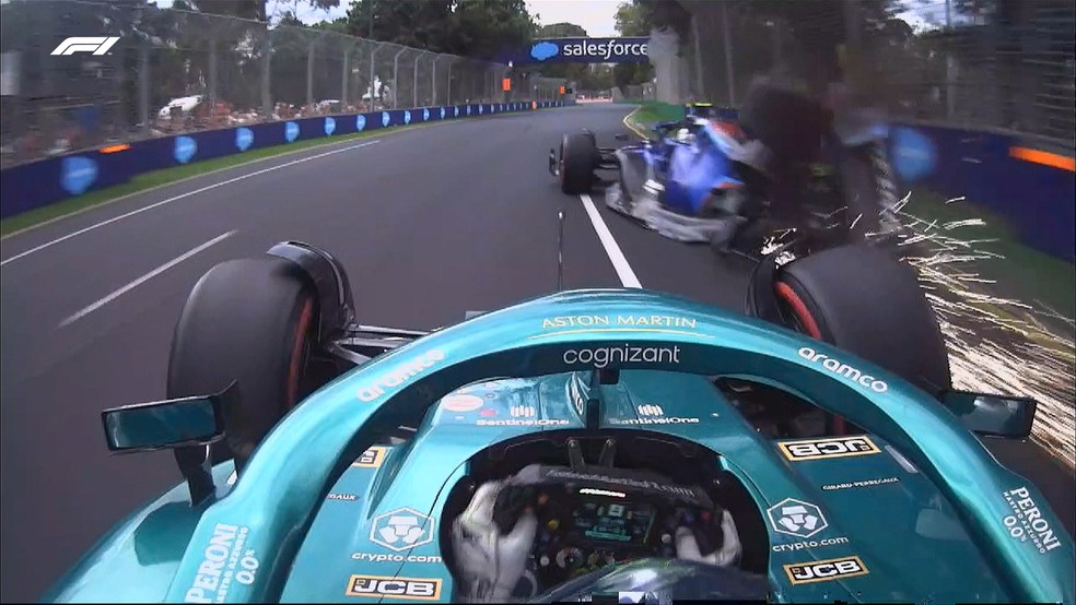 Batida de Lance Stroll e Nicholas Latifi no Q1 da classificação do GP da Austrália - F1 2022 — Foto: F1