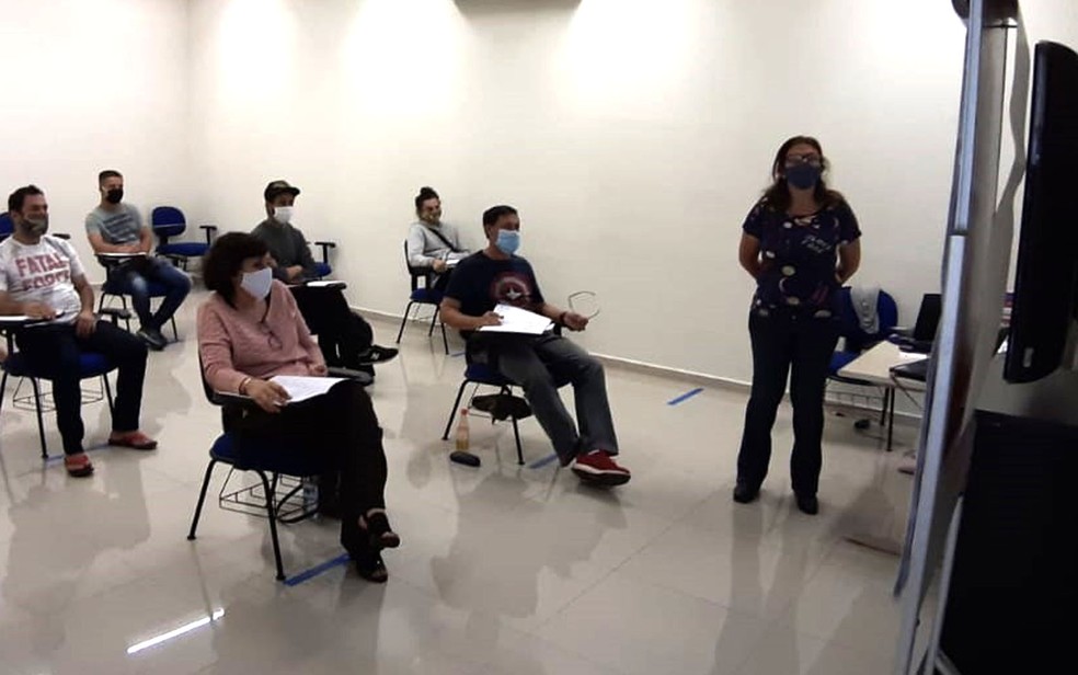 Empreendedores fazem curso presencial no Sebrae seguindo protocolos de prevenção à Covid-19 em Campinas — Foto: Bruno Santos/Sebrae-SP