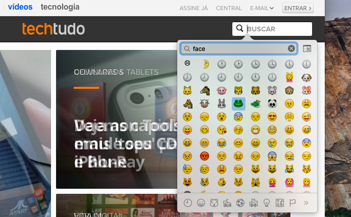 Use o teclado para selecionar e inserir emojis (Foto: Reprodução/Helito Bijora) 