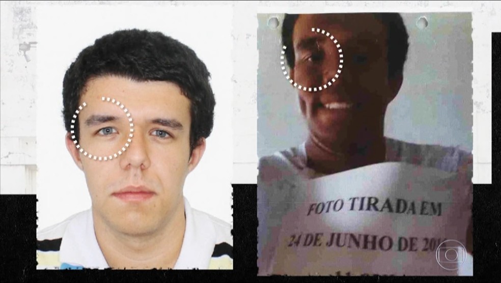 Lucas Soares Fontes usou lentes de contato para escurecer a cor original dos olhos, segundo PF e perita entrevistada pelo Fantástico — Foto: Reprodução/TV Globo