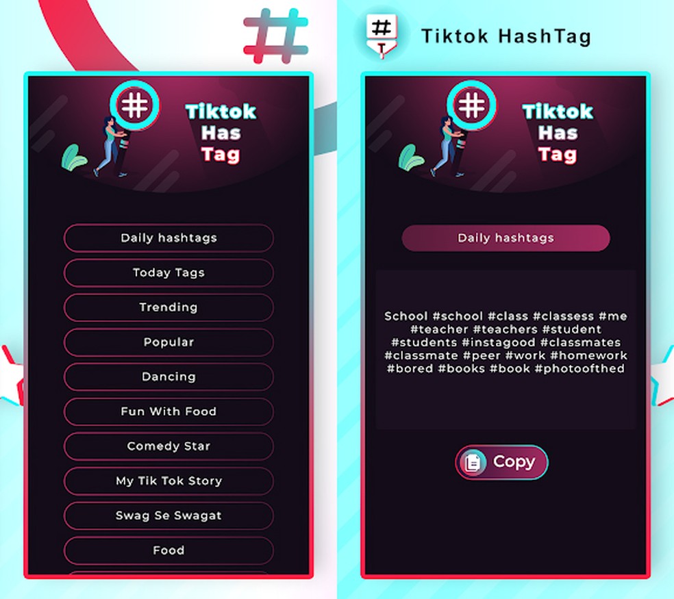 HashTags For TikTok é um aplicativo para Android sugere as melhores hashtags do TikTok — Foto: Divulgação/HashTags For TikTok - Best Tags For More Likes