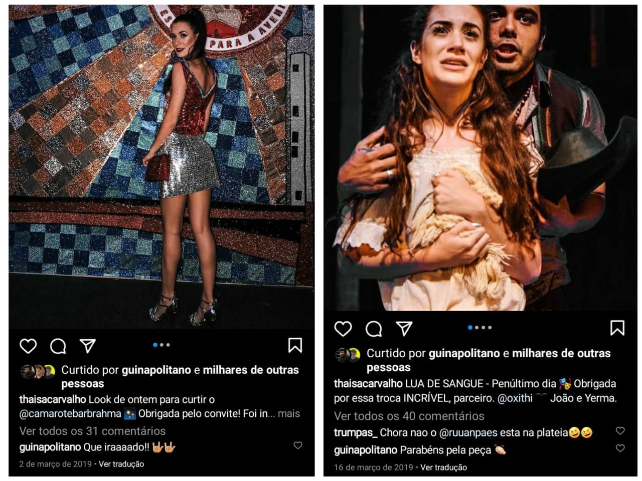Em 2019, Guilherme Napolitano era bastante assíduo nas redes sociais de Thaisa Carvalho (Foto: Reprodução/Instagram)
