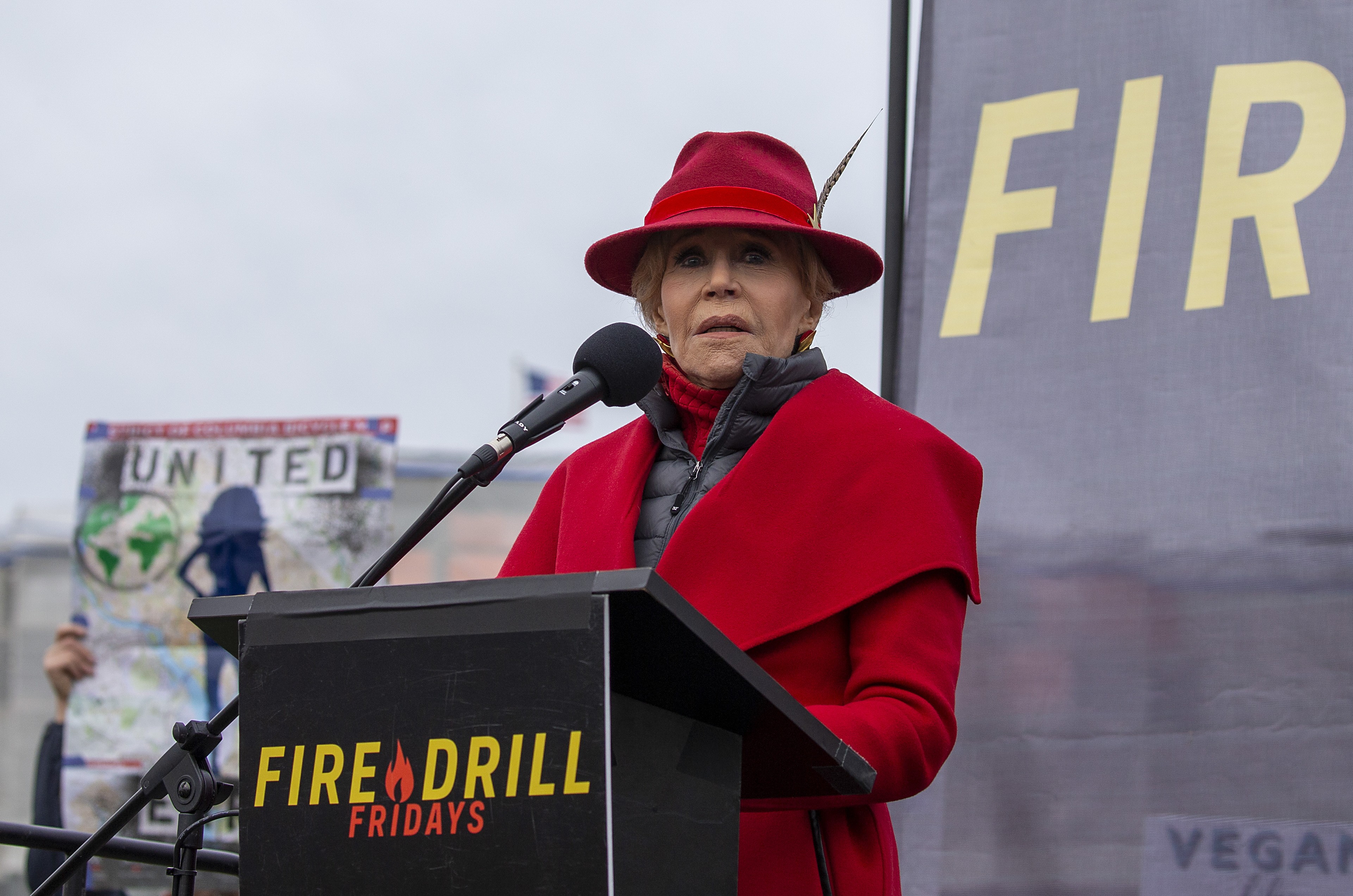 Jane Fonda em protesto contra aquecimento global  (Foto: Getty Images)