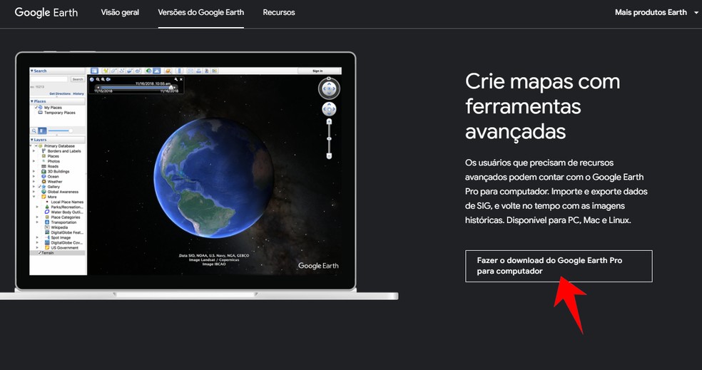 Saiba como baixar o Google Earth Pro no computador — Foto: Reprodução/Rodrigo Fernandes