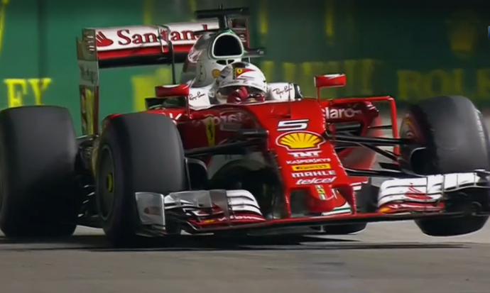 Sebastian Vettel no treino classificatório para o GP de Cingapura (Foto: Reprodução)