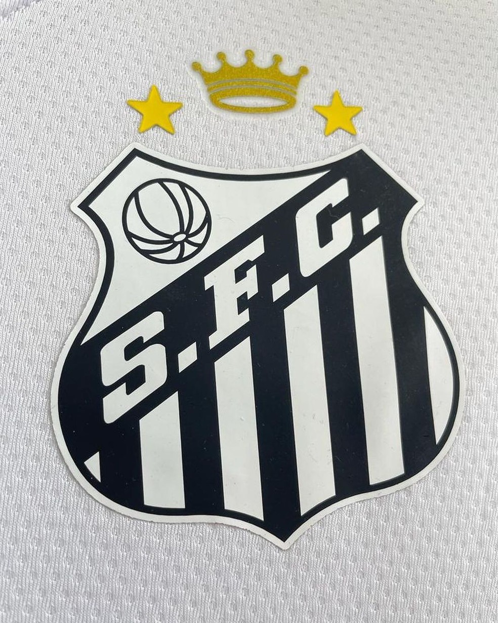 Escudo do Santos com homegem a Pelé — Foto: Divulgação/Santos FC