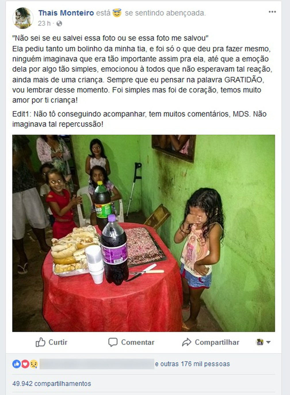 Aniversário da pequena Rinah Laís ganhou as redes sociais no início da semana (Foto: Facebook/Reprodução)