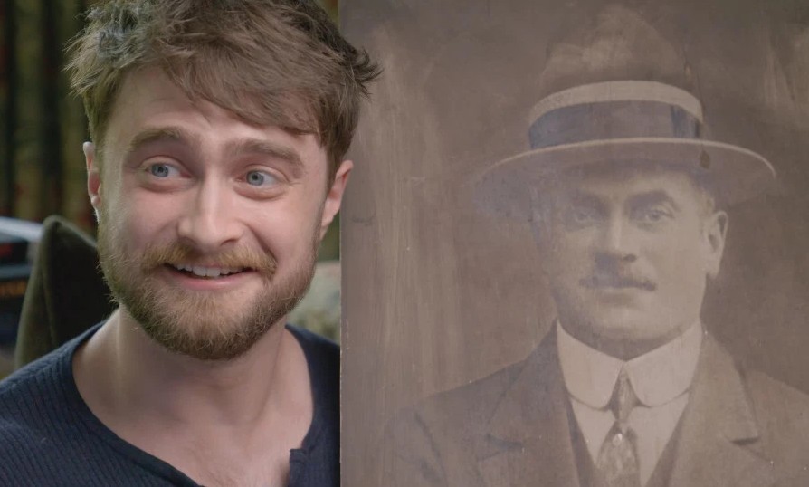 Daniel Radcliffe e uma foto do bisavô, que morreu aos 42 anos (Foto: Reprodução)