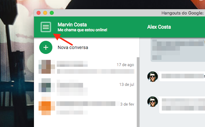 Acesso à tela de opções do Google Hangouts para Google Chrome (Foto: Reprodução/Marvin Costa)