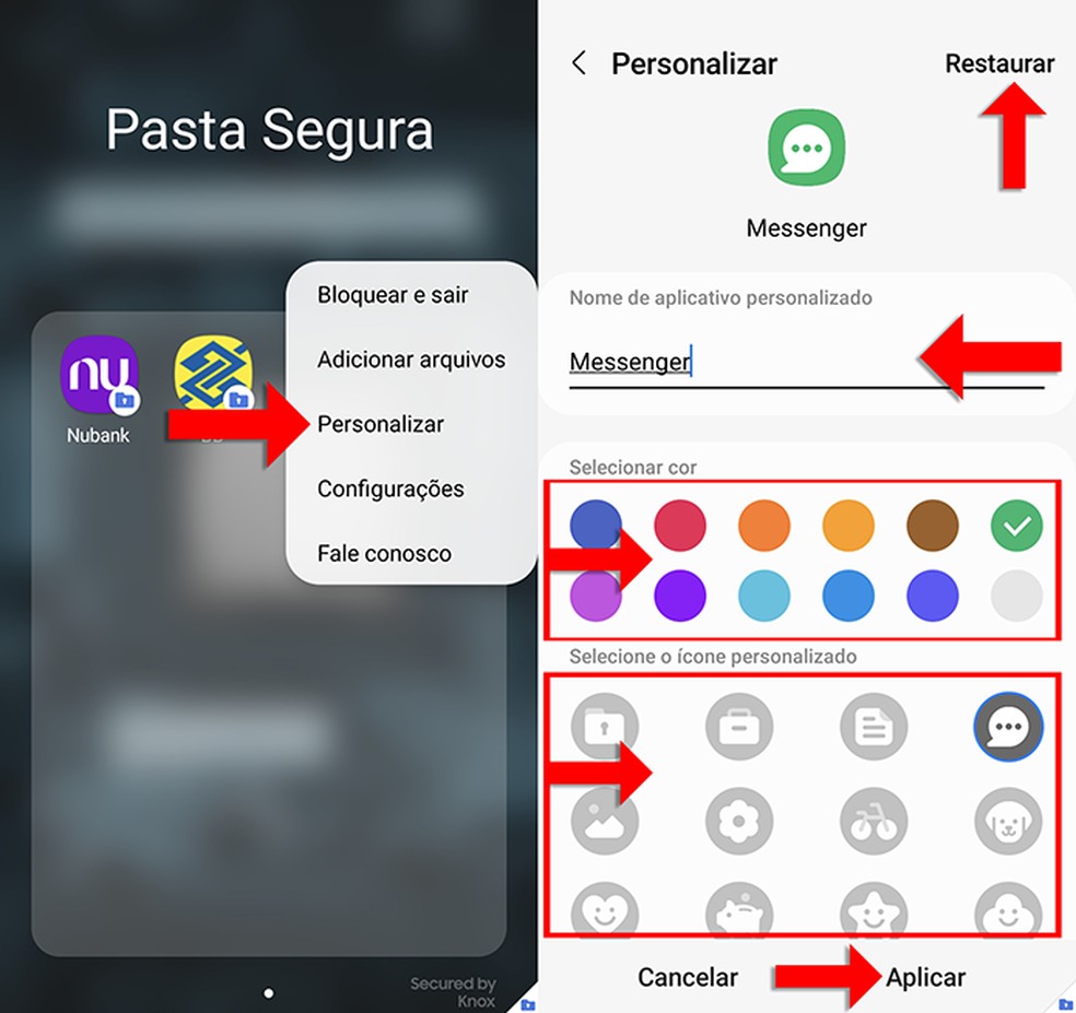 Como personalizar a Pasta Segura — Foto: Reprodução/Willian Rodrigues