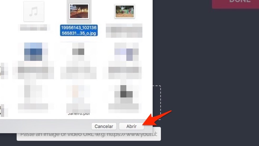 Ação para adicionar uma nova imagem em um slideshow criado com o serviço online Kapwing — Foto: Reprodução/Marvin Costa