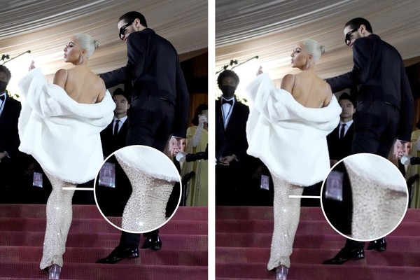 Kim Kardashian é pega no flagra com mais uma edição em foto do Met Gala (Foto: Getty Images)