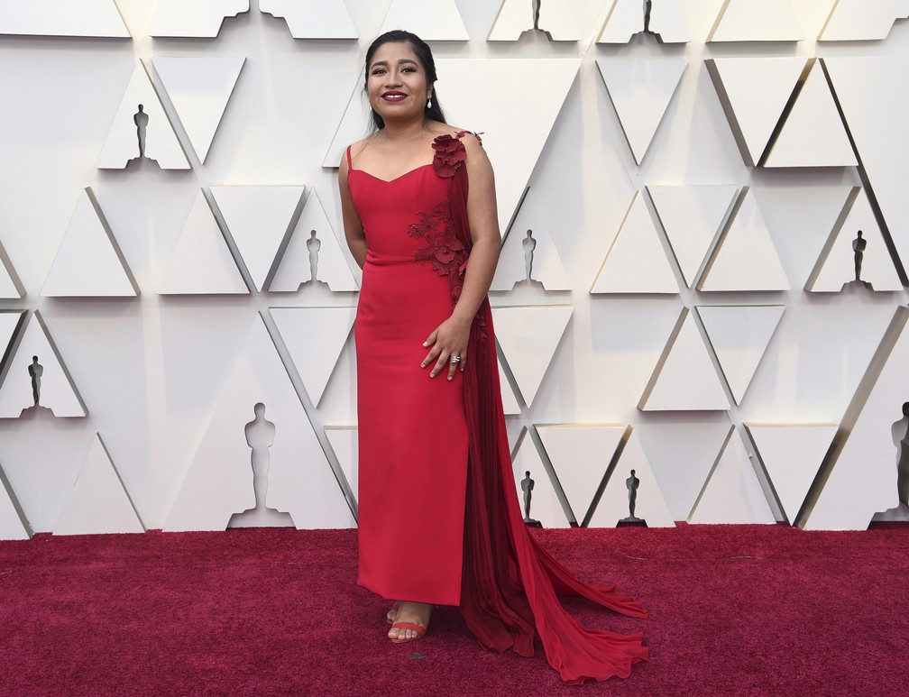 Nancy Garcia, atriz de 'Roma', no tapete vermelho do Oscar 2019 — Foto: Richard Shotwell/Invision/AP