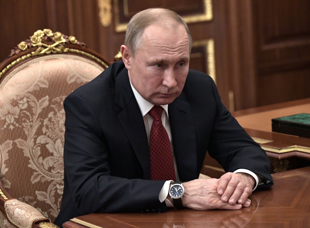 Vladimir Putin, presidente da Rússia, durante reunião em Moscou — Foto: Sputnik/Alexey Nikolskiy/Kremlin via Reuters