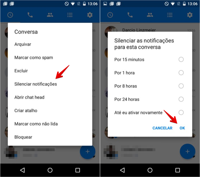 Silenciando notificações do Messenger no Android (Foto: Reprodução/Helito Bijora) 