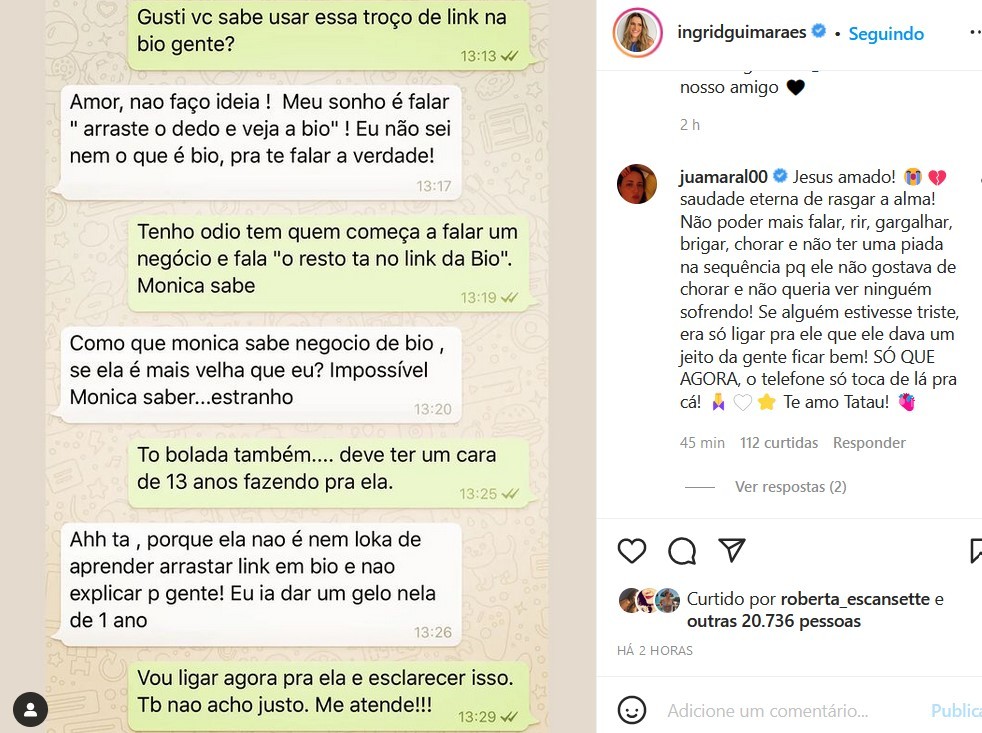Irmã de Paulo Gustavo comenta post de Ingrid Guimarães (Foto: Reprodução/Instagram)