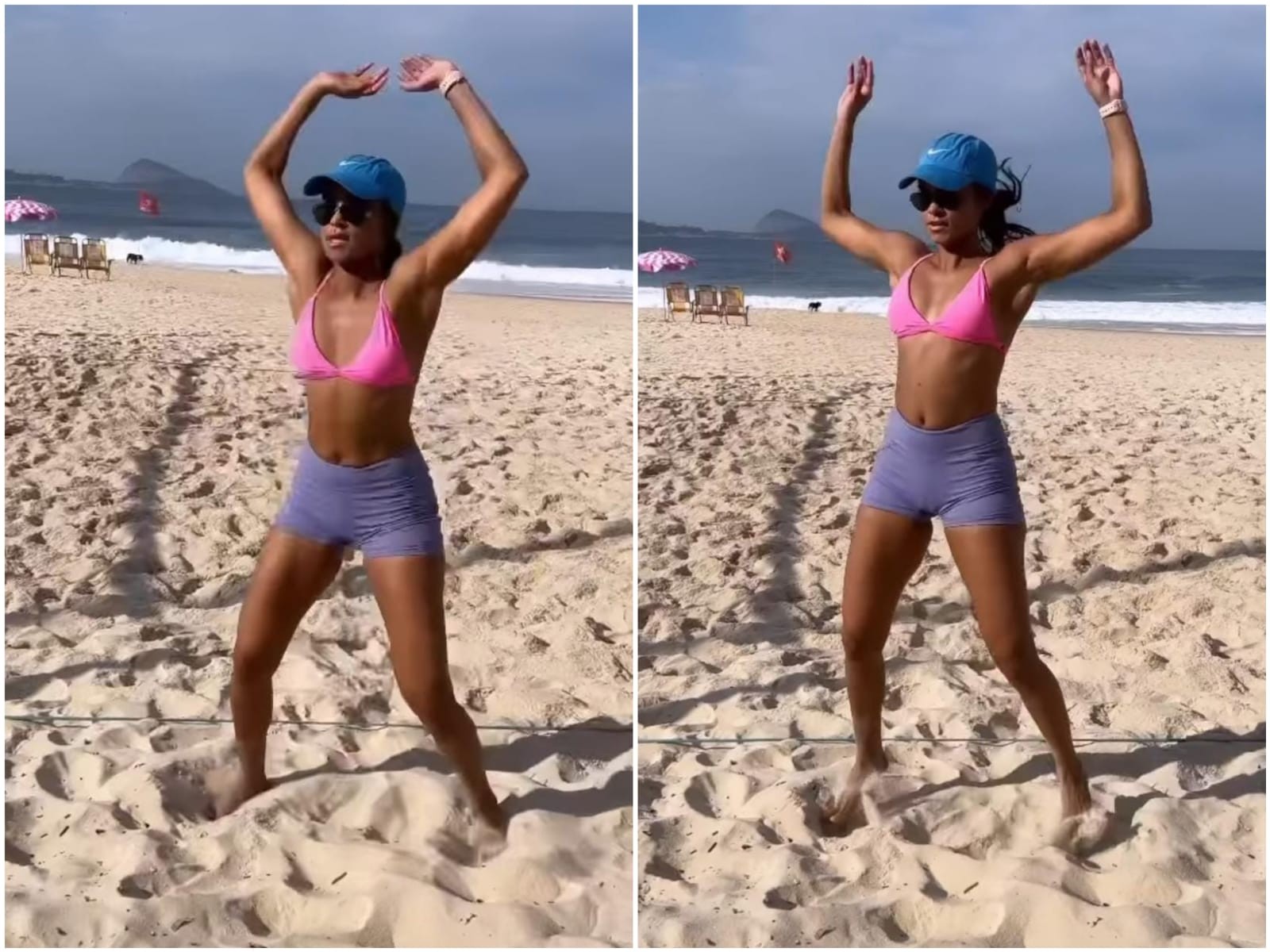 Lucy Alves faz polichinelos em praia carioca (Foto: Reprodução/Instagram)