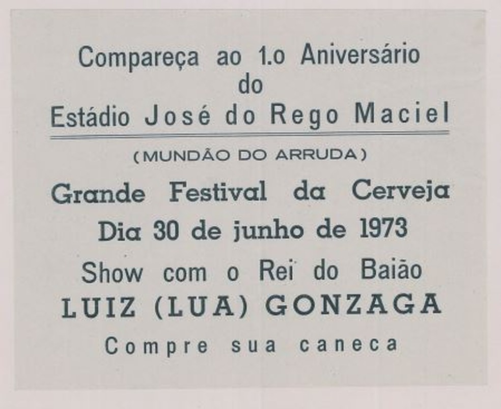 Documento convida torcedores para show de Gonzago no Arruda  Foto: Arquivo/Paulo Vanderley