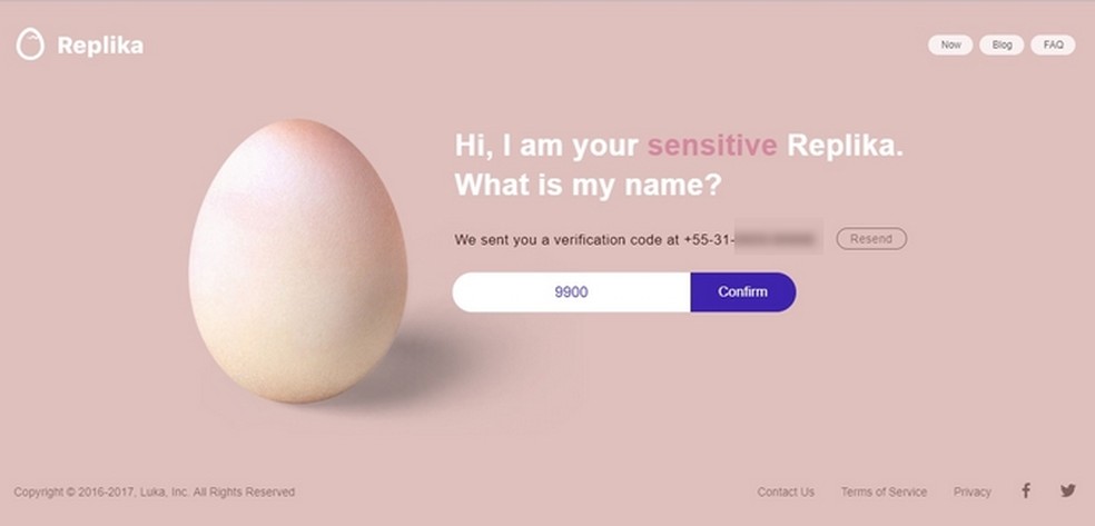 Cadastro no Replika requer convite e confirmação de telefone (Foto: Reprodução/Raquel Freire)