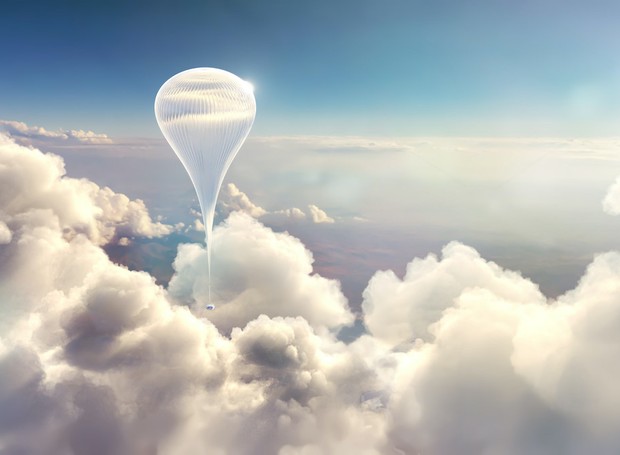 O balão estratosférico recheado de gás hélio e com pressão zero subirá 30 mil metros acima do solo (Foto: World View Enterprises / Reprodução)