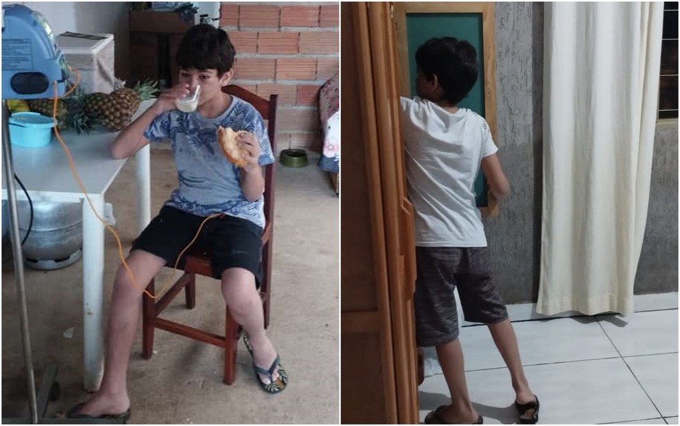 Samuel Ramos tomou café da manhã e arrumou guarda-roupas após voltar para casa em Posse, em Goiás — Foto: Reprodução/TV Anhanguera